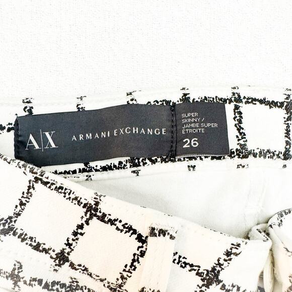 Armani Exchange Super Skinny Plaid Patterned Denim Jeans Size 26 - Picture 4 of 8